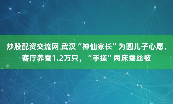 炒股配资交流网 武汉“神仙家长”为圆儿子心愿，客厅养蚕1.2万只，“手搓”两床蚕丝被