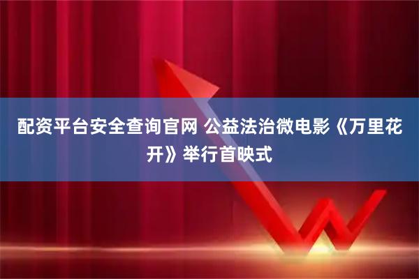 配资平台安全查询官网 公益法治微电影《万里花开》举行首映式